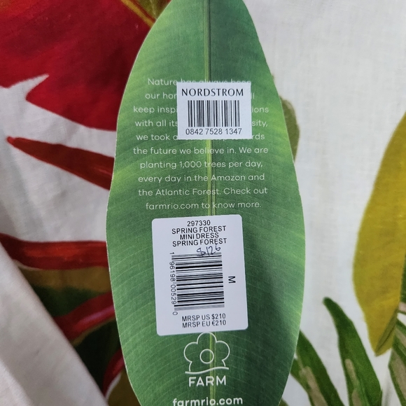 Farm Rio Spring Forest Mini Linen Blend Dress M - Picture 6 of 13